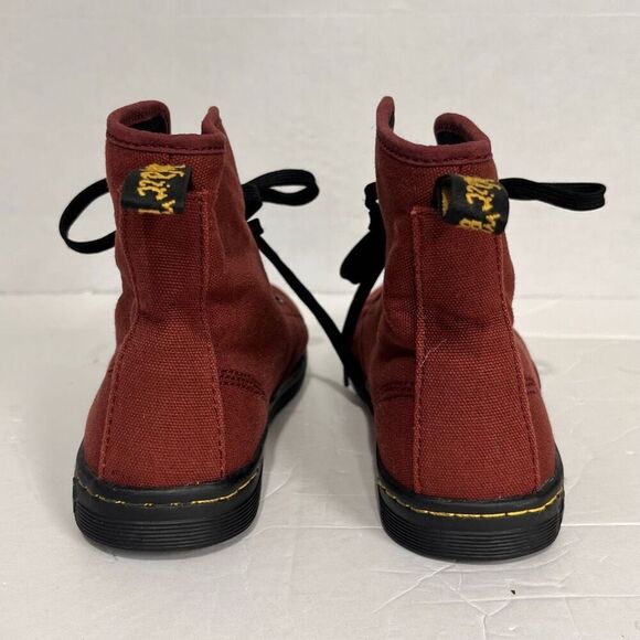 Dr Martens Shoreditch Canvas Boots Faded Red Maroon Size 6 - Picture 3 of 6